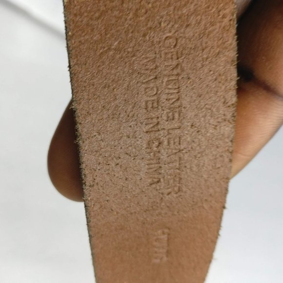 Leather Belt Roller-buckle Italian Leather 34 Earthy Brown Minimalist 43" long - Picture 5 of 10